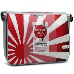 Bag CANYON Messenger for notebooks 13.3 Inch, White-Grey with Red Rising Sun, CNL-NB08J