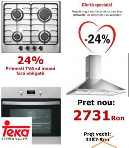 Pachet promotional I love Teka 6: Pret fara TVA la achizitie Cuptor HE 715, plita EG 60 4G AI AL, hota DEP 60 Teka