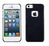 Husa iphone 5 feel n touch leather look, full black,