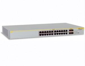 Switch Allied Telesis, Layer 2 with 24-10/100/1000, Base-T ports plus 4 active SFP slots, AT-8000GS/24-RK