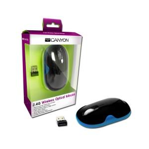 Mouse Box CANYON CNR-MSOW01N (Wireless 2.4GHz, Optical 800/1600dpi,3 btn,USB 2.0), Blue,  CNR-MSOW01NBL