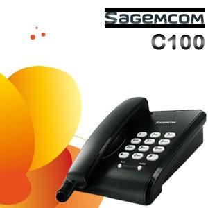 Telefon cu fir Sagem C100, compatibil PABX, flash 100/300/600 sec, 3 nivele sone, C100