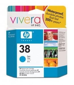 Ink Cartridge with Vivera Ink HP 38 Cyan Pigment, C9415A