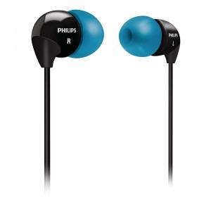 Casti intraauriculare Philips Black with Blue caps, SHE3500BL/00
