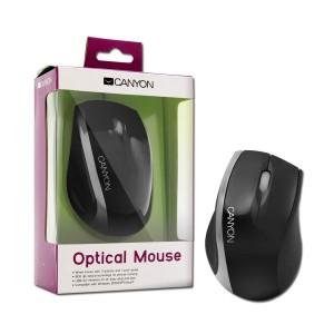 Mouse CANYON CNR-MSO01N (Cable, Optical 800dpi,3 btn,USB), Negru/Argintiu, CNR-MSO01NS