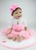 Doll newborn, pink dress, blanket, 33 cm, ll73304