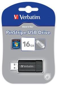 Memorie USB Verbatim PinStripe 16GB, Negru 49063