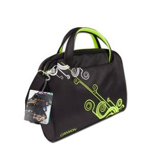 Geanta laptop CANYON Lady Handbag for up to 12 inch laptop, Nylon, Black/Green, CNR-NB22G1
