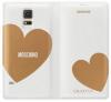 Husa telefon Samsung Galaxy S5 G900, Flip Wallet Moschino White Gold Heart, EF-WG900RFEGWW