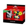 Lexmark ink twin-pack no. 14, no. 15 black and color
