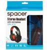 CASCA SPACER cu microfon, stereo, jack 3.5mm, gaming, red & black, SPK-203
