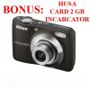 Aparat foto digital Nikon Coolpix L21, Maro + Card 2 GB + Geanta + Incarcator  VMA581E6