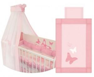 Set lenjerie pat, Bertoni, Lily, 60/120, 7 piese, cu broderie Pink Butterfly, 2005075 0011