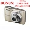 Aparat foto digital Nikon Coolpix L21, Silver + Card 2GB + Geanta + Incarcator VMA580E6