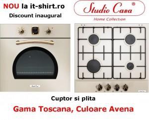 Pachet promotional Studio Casa Toscana Avena, Cuptor incorporabil  RU 604I + Plita incorporabila RU 604I, design rustic