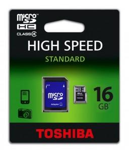 MICRO SD CARD 16GB CLASS 4 CU ADAPTOR SD TOSHIBA, SD-C16GJ