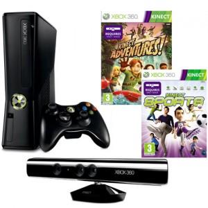 Consola XBOX 360 Casper Black Spring bundle : Consola System 4GB + Kinect (+joc Adventures) + joc Kinect Sports 1,  S4G-00113
