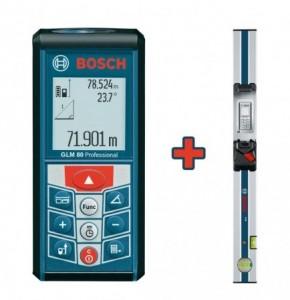 Telemetru cu laser Bosch GLM 80 + Nivela manuala R 60, 0601072301