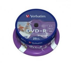 DVD+R 16X 4.7GB 25PK SPINDLE WIDE PHOTO PRINTABLE VB-43539