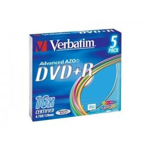 DVD+R VERBATIM 16X 4.7GB AZO COLOR SLIMCASE 5, 43556