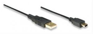 Cablu Manhattan Hi-Speed USB 2.0, A-Male-Mini-B 5-pin, 1,8m, Black, Canshell, 390347
