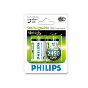 Baterii Philips Multi Life HR6(AA), 2450mAh, 2 Buc-blister cu 2 D adaptors, R20B2A245/10