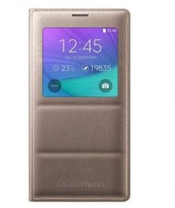 Husa S-View Cover pentru Samsung Galaxy Note 4, Gold, EF-CN910BEEGWW
