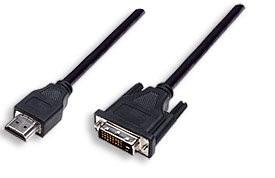 Manhattan HDMI Male to DVI-D 24+1 Male Cable, Dual Link, Black, 6 ft., 1.8 metri 372503