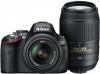 Aparat foto Nikon D5100 Dual Zoom Kit, 18-55mm VR + 55-200mm VR, VBA310K003