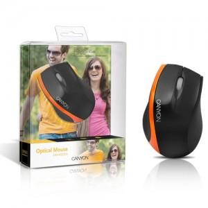 Mouse Optic Canyon CNR-MSO01O, USB, retail, Negru/Portocaliu  CNR-MSO01O