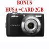 Aparat foto Nikon COOLPIX L22 (black), Incarcator+ Husa + card 2GB incluse VMA571E6