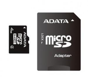 Card de memorie ADATA microSD 4GB + ADAPTOR SD, SDHC clasa 4, 4GM2