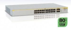Allied Switch 24 port AT-8000GS/24POE-50 (8000GS Series), Layer 2 switch with 24-10/100/1000Base-T ports plus 4 active SFP slots (unpopulated), AT-8000GS/24POE-50