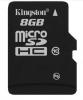Card de memorie Kingston 8GB MicroSDHC Class 10 Flash Card Single Pack W/O Adapter, SDC10/8GBSP