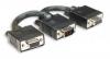 SVGA Y Cable, HD15 Male / 2 HD15 Female, 15 cm (6 in.), Black, 304559