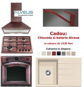Pachet promotional cuptor + plita + hota Alveus Nardi, design rustic, culoare ramato, CADOU chiuveta + baterie granit, Alveus 2