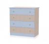 Comoda lemn bertoni cu 4 sertare, culoare oak/blue,