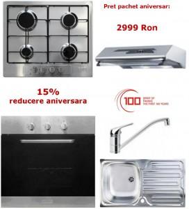 Pachet promotional aniversar Franke 100 de ani Gama Smart Inox: Cuptor incorporabil, plita, hota, chiuveta, baterie Sistem complet FSMART52 DX