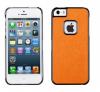 Husa iPhone 5 Feel n Touch Leather Look, Black + Orange, FTAPIP5LQO