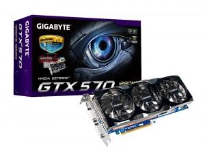 Placa video Gigabyte nVidia GeForce GTX570, 1280MB, GDDR5, 320bit, HDMI, DVI, PCI-E  GV-N570UD-13I
