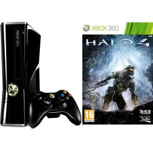 Consola Microsoft Xbox 360, 250GB + Joc Halo 4 + Controller Microsoft Xbox 360 Wireless, negru  R9G-00172
