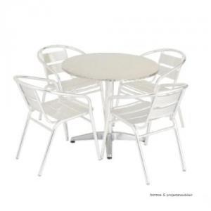 Set mobilier terasa/outdoor 1 masa rotunda inox si 4 scaune aluminiu BREMEN