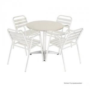 Set mobilier terasa/outdoor 1 masa rotunda inox si 4 scaune aluminiu MUNCHEN