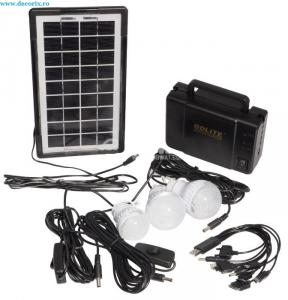 Accesoriu auto kit panou solar cu baterie si 3 becuri