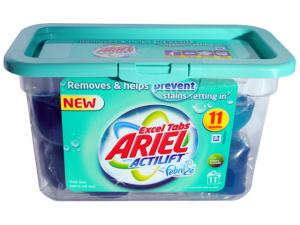 Detergent gel Ariel excel tabs with Actilift Febreze