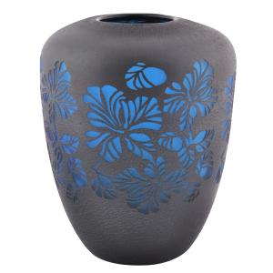 Vaza neagra din sticla lucrata dupa model Murano