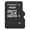 Micro-SD Card Kingston 4 GB SDHC SDC4/4GBSP cu Adaptor