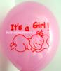 10 baloane botez  30cm imprimate IT'S A GIRL- culoare ROZ