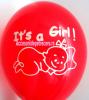 20 baloane botez 26cm imprimate IT'S A GIRL- culoare ROSU