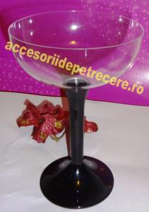 20 Cupe Pahare plastic pentru sampanie vin cocktail 205ml PICIOR NEGRU